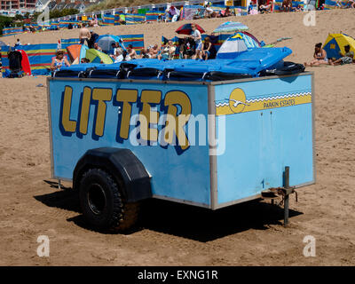 Cucciolata rimorchio su Woolacombe Beach, Devon, Regno Unito Foto Stock