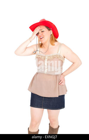 Bella Cowgirl facendo diverse espressioni Foto Stock