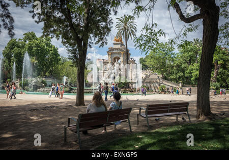 Così chiamato Cascada Fontana nel parco della Cittadella (spagnolo Parc de la Ciutadella) in Barcellona, Spagna Foto Stock