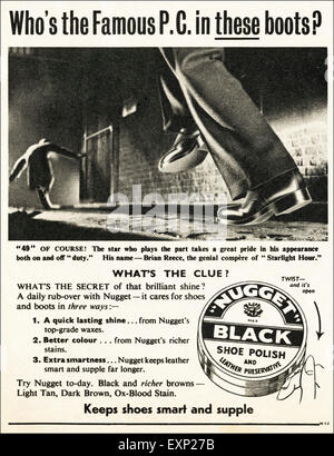 Anni Cinquanta annuncio circa 1951 magazine annuncio pubblicitario per la varietà Nugget BLACK Shoe Polish Foto Stock