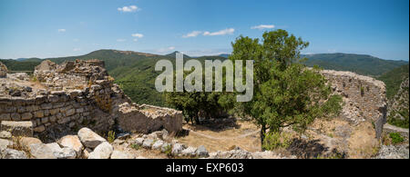 Panoramica del castello di Termes rovine Foto Stock