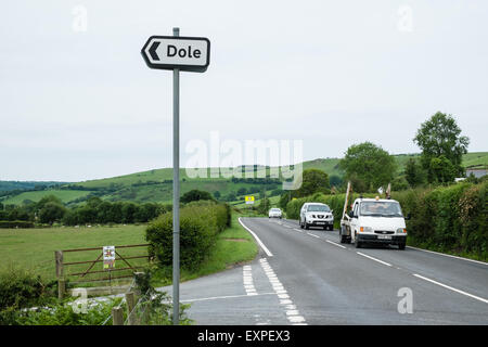 Dole,divertente,umorismo,segno,village,nome,a,Ceredigion,Mid, Galles. Foto Stock