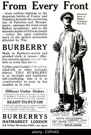 1910S UK Burberry Magazine annuncio pubblicitario Foto Stock