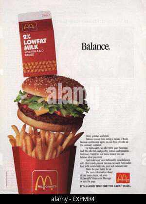 1990S UK McDonalds Magazine annuncio pubblicitario Foto Stock