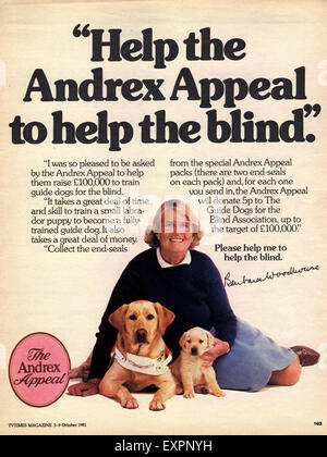 1970S UK Andrex Magazine annuncio pubblicitario Foto Stock