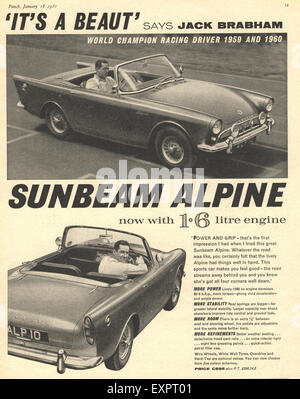 1960S UK Sunbeam alpina Rivista auto annuncio Foto Stock