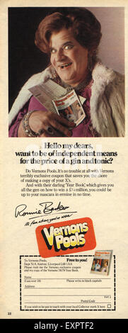 1970S UK Vernons Magazine annuncio pubblicitario Foto Stock