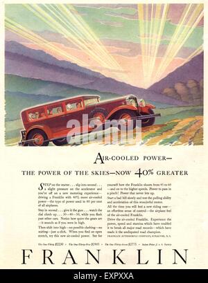 1920s USA Franklin auto Magazine annuncio pubblicitario Foto Stock