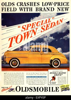 1940s USA Oldsmobile automobili Magazine annuncio pubblicitario Foto Stock