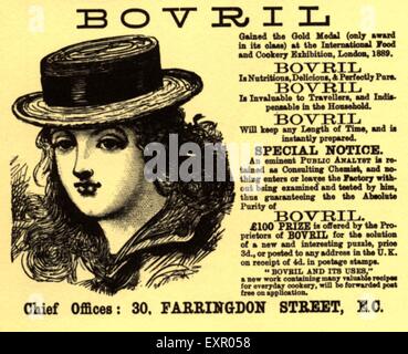 1890S UK Bovril Magazine annuncio pubblicitario Foto Stock