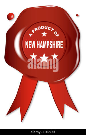 Un sigillo di cera con un testo di un prodotto del New Hampshire Foto Stock