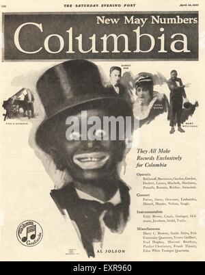 1910s USA Columbia Magazine annuncio pubblicitario Foto Stock