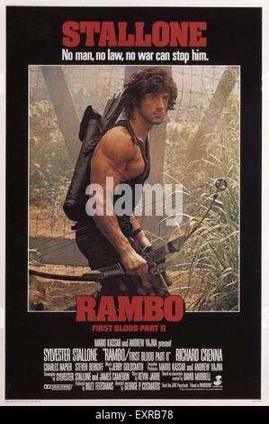 Anni ottanta USA Rambo prima parte di sangue due poster del film Foto Stock