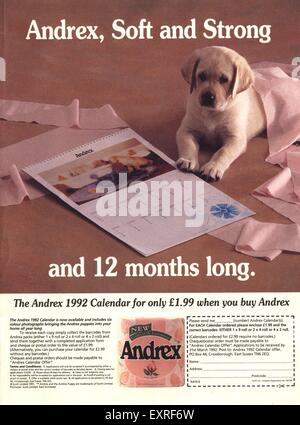 1970S UK Andrex Magazine annuncio pubblicitario Foto Stock