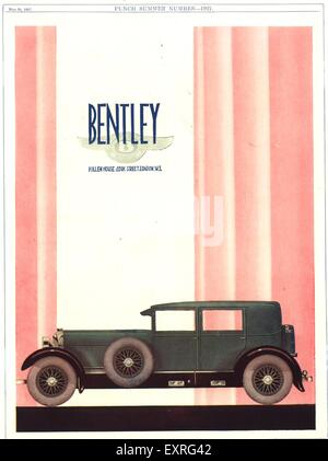 1920S UK Bentley Magazine annuncio pubblicitario Foto Stock