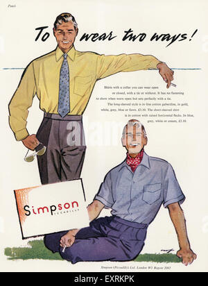 1940S UK Simpson Magazine annuncio pubblicitario Foto Stock