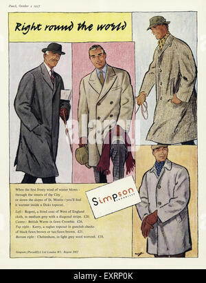 1950S UK Simpson Crombie Magazine annuncio pubblicitario Foto Stock