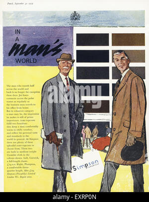 1950S UK Simpson Crombie Magazine annuncio pubblicitario Foto Stock