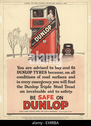 1930S UK Dunlop Magazine annuncio pubblicitario Foto Stock