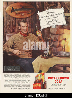 1940s USA Royal Crown Cola Magazine annuncio pubblicitario Foto Stock