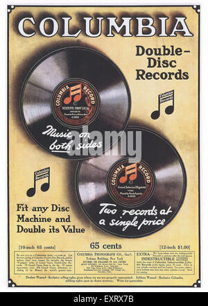 1910s USA la Columbia Records Magazine annuncio pubblicitario Foto Stock