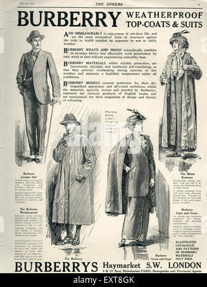 1910S UK Burberry Magazine annuncio pubblicitario Foto Stock