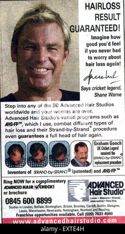 2000S UK Advanced Hair Studio giornale annuncio Foto Stock