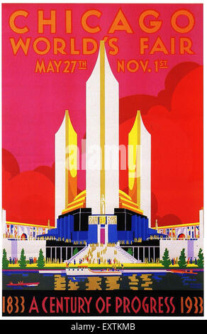 1930 USA Fiera del Mondo di Chicago Poster Foto Stock