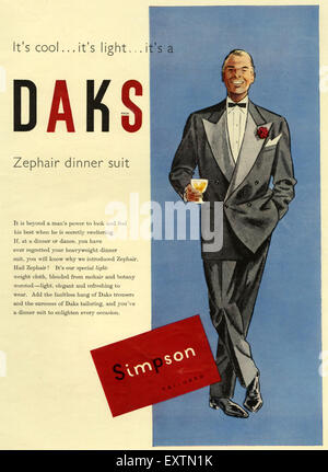 1950S UK Daks Magazine annuncio pubblicitario Foto Stock