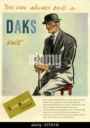 1950S UK Daks Magazine annuncio pubblicitario Foto Stock