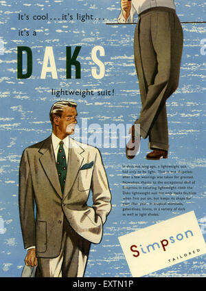 1950S UK Daks Magazine annuncio pubblicitario Foto Stock