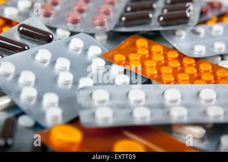 Droga - La pila di pillole Foto Stock