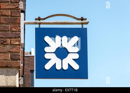 Royal Bank of Scotland segno, Canterbury, Kent, Regno Unito Foto Stock
