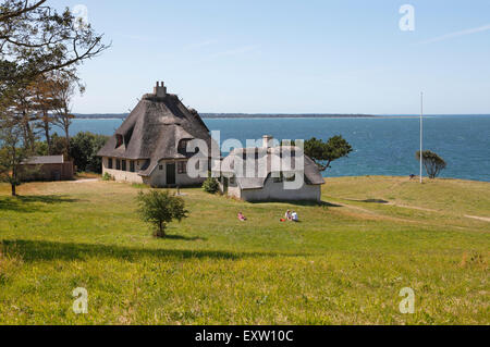 La casa del famoso danese esploratore polare e antropologo, Knud Rasmussen, sulla morena cliff Spodsbjerg a Hundested, North Sealand, Danimarca Foto Stock