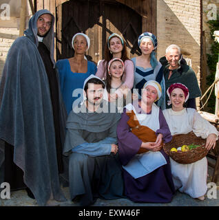 Annuale festa medievale del Mercato delle Gaite, Bevagna in Umbria Foto Stock