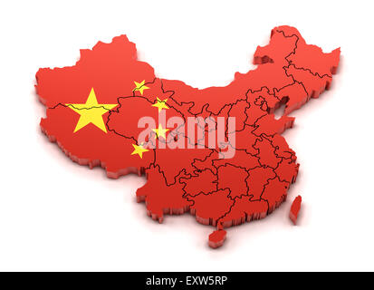Mappa della Cina con province e bandiera nazionale Foto Stock