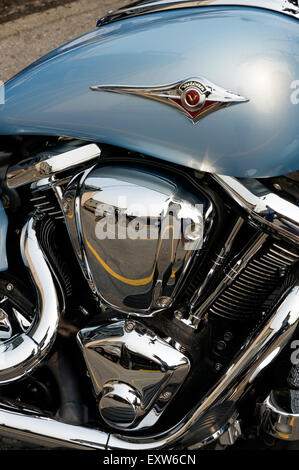 Close-up di il motore di una Kawasaki Vulcan moto Foto Stock