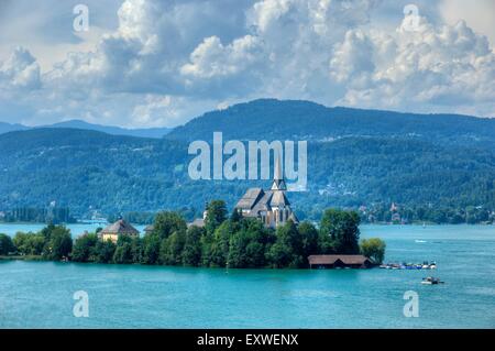 Maria Woerth mit Woerthersee, Carinzia, Austria Foto Stock