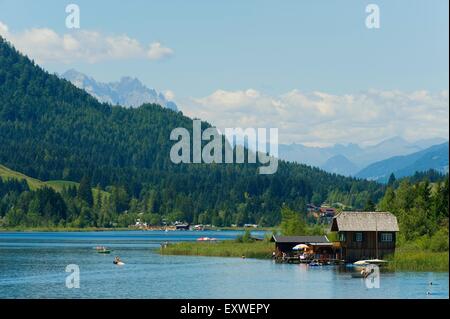 Techendorf con Weissensee, Carinzia, Austria Foto Stock