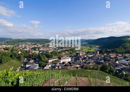 Vista su Saarburg, Renania-Palatinato, Germania Foto Stock