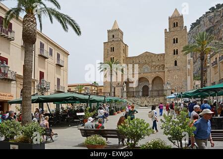 San Salvatore cattedrale, Cefalu, Sicilia, Italia, Europa Foto Stock