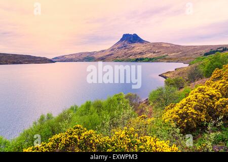 Loch Lurgainn e Stac Pollaidh, Highlands Scozia, Gran Bretagna, Europa Foto Stock