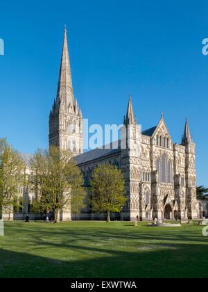 La Cattedrale di Salisbury, Wiltshire, Inghilterra, Regno Unito Foto Stock