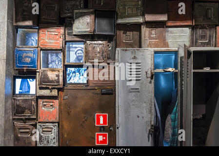 Cantiere originale dei lavoratori armadietti in solidarietà europea centro, Gdansk, Polonia, Europa Foto Stock