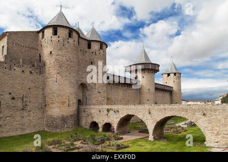 Chateau Comtal, Cite di Carcassonne, Languedoc-Roussillon, Francia. Foto Stock