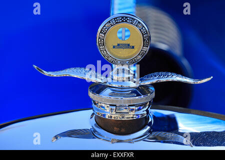 Ornamento del cofano, 1937 Studebaker dittatore, Asta Annuale eseguire, Temecula, California, Stati Uniti d'America Foto Stock