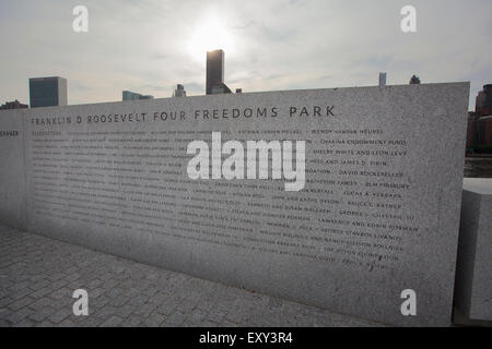 NEW YORK - 28 Maggio 2015: un monumento in onore di Roosevelt in corrispondenza delle quattro libertà Park di New York City. Foto Stock