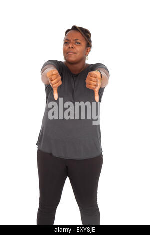 Bella donna nera facendo espressioni diverse in diversi set di vestiti Foto Stock