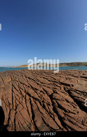 Outworld incredibili formazioni rocciose/ forme, la natura della scultura d'arte, a falakro cape, Propouli village, Lemnos Island, Grecia Foto Stock