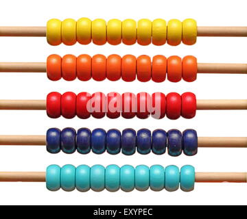 Colorato abacus dettaglio isolate su sfondo bianco Foto Stock